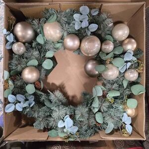 30" Oversized Illuminated Ornament Wreath by Kim Gravel (Bethlehem lights)